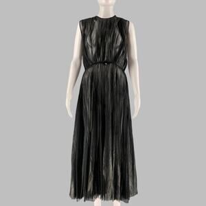 GUCCI Size 6 Black Polyester Pleated A-Line Dress